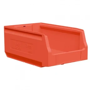 Складские лотки — Складской лоток Logic Store 350x225x150 мм iPlast красный с отверстиями для продольной перегородки — фото